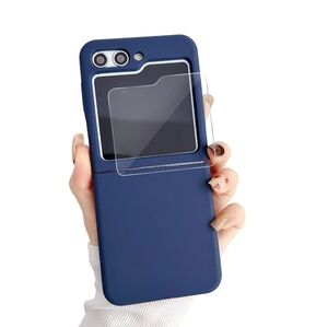 Dtek Phone Case Soft Silicone Case for Galaxy Z Flip 5 Z Flip5 Cover Blue